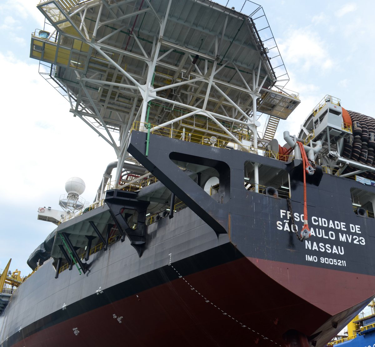 FPSO vessel at shipyard, Brazil
